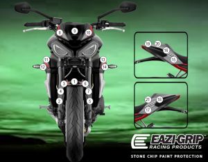 Eazi-Guard Paint Protection Film for Triumph Street Triple S R RS, gloss or matte