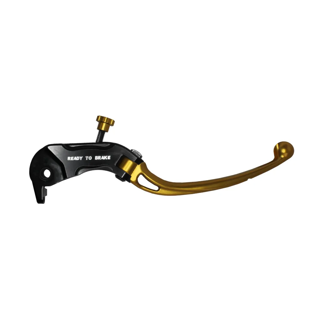 [LV030Y-18-L-RST] Accossato Folding Brake Lever for Ready to Brake master cylinders, long gold 18mm with eyelet